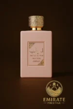 Flacon rose poudré du parfum Ameerat Al Arab Privé Rose 100ml signé Asdaaf – Emirate Prestige
