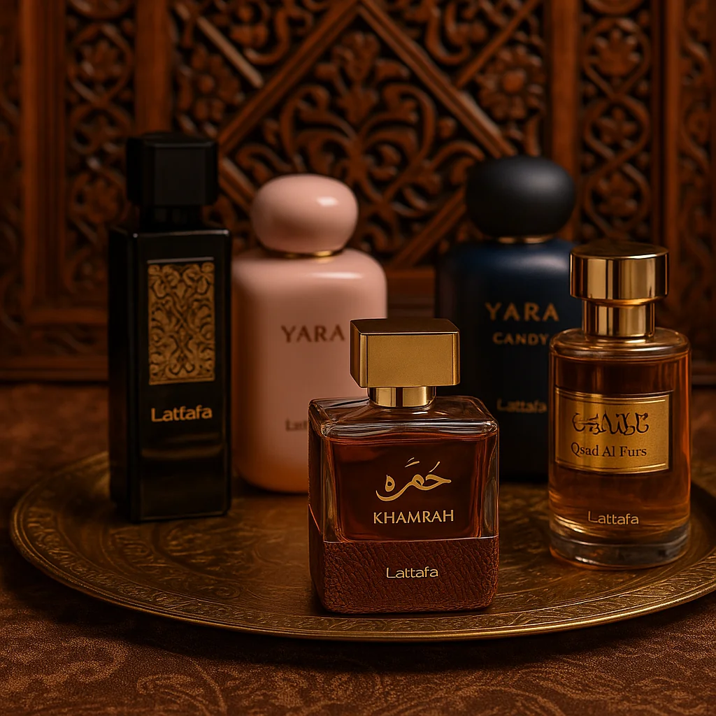 Collection de parfums Lattafa présentée en flacons élégants – Emirate Prestige
