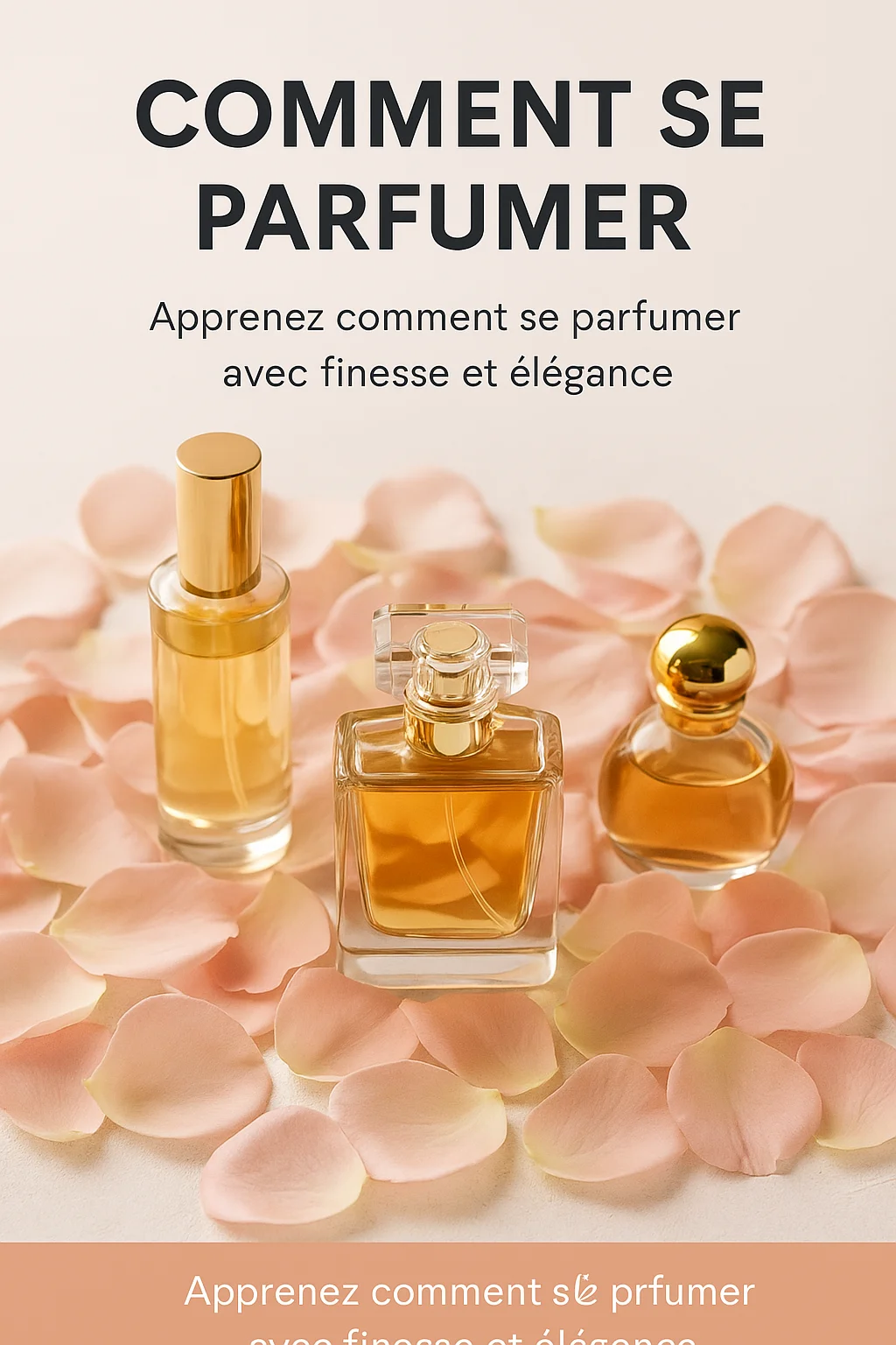 Flacons de parfum élégants entourés de pétales de fleurs – comment se parfumer avec style