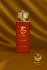 Flacon du parfum Khair Fusion Paris Corner sur fond doré luxueux