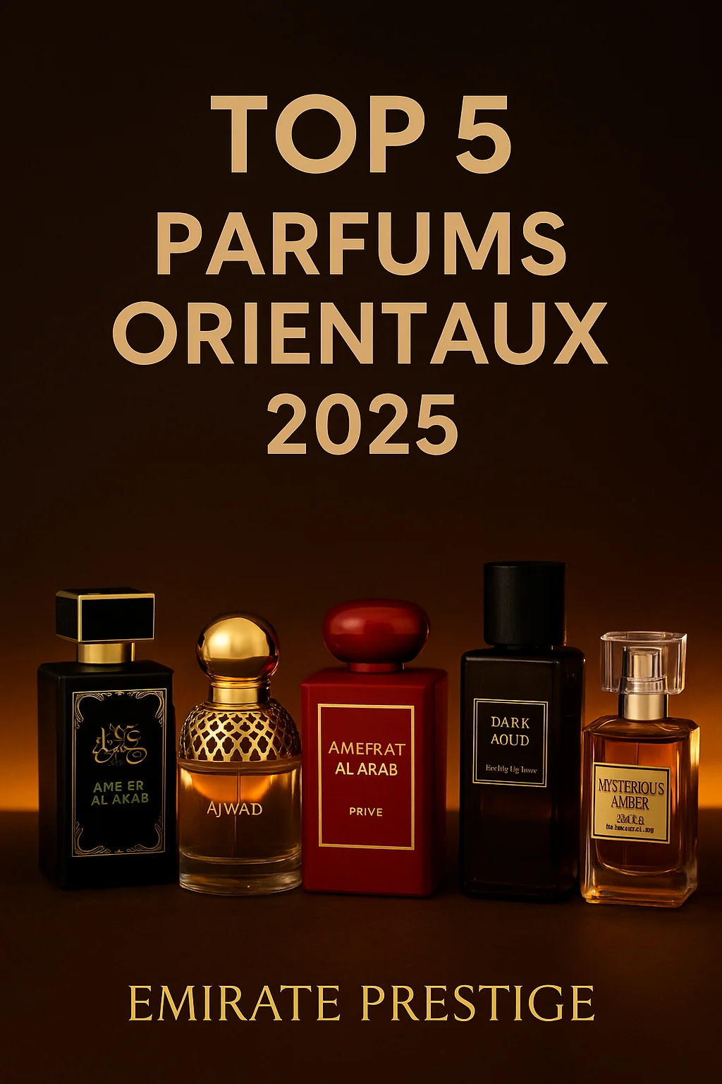 Top parfums orientaux 2025 – sélection Emirate Prestige (oud, ambre, vanille)