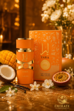 Parfum Yara Orange Lattafa avec mangue noix de coco vanille et fleurs blanches