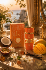 Parfum Yara Orange Lattafa sur coiffeuse luxe ambiance été tropical chic