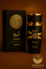 Flacon et coffret du parfum Asad de Lattafa – Eau de parfum orientale pour homme – Emirate Prestige